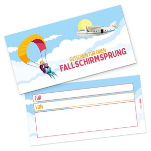 itenga Geschenkgutschein Fallschirmsprung - Gutschein zum Ausfüllen Karte