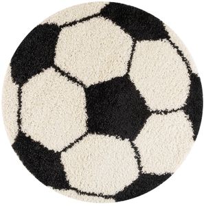 Kinderteppich Rund Fußball Design Teppich Kinderzimmer Spielteppich Flauschig, Grösse:120 cm Rund