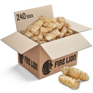 FIRE LION - ca. 240 Stück - Anzündwolle für Kamin, Ofen und Grill – Ökologischer Holzanzünder, Kaminanzünder, Grillanzünder, Anzünder Holzwolle