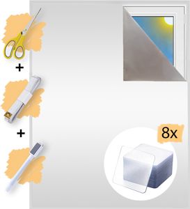 Verdunkelungsstoff Meterware | Hitzeschutz oder Kälteschutz | Sonnenschutz zu 100% Verdunkelung | Folie mit Thermobeschichtung für alle Fenster | Rollo ohne bohren (Perlweiß mit Nano Tape)