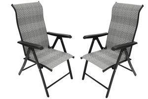 DEGAMO Klappsessel ANTIBES Hochlehner Metall + Polyrattan grau klappbar 2 Stück