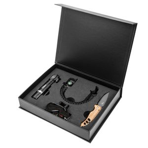 NEO TOOLS SET: Taschenwerkzeug Klappmesser + Taschenlampe, elegante Geschenkbox, Sonderausgabe, für Camping, Wandern Überleben, Idee für ein Geschenk (63-033)