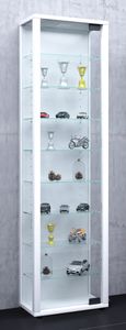 Edana Maxi Vitrinenschrank 1 Glastür mit LED-Licht, Glasvitrine 8 Glasböden weiß.