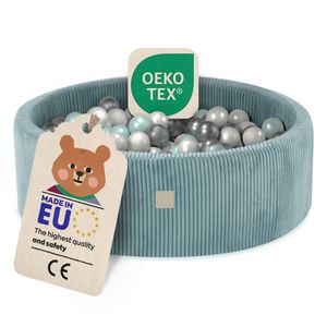 Detský bazén s loptičkami 90x30cm + 200 loptičiek - Misioo detský bazén s loptičkami - Prateľný prémiový poťah - Modrý - Detský bazén s loptičkami od 1 roka - MISIOO