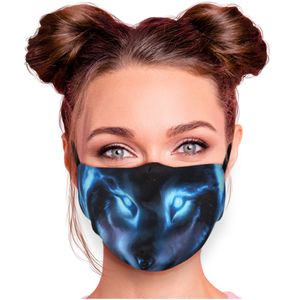 Mundschutz Nasenschutz Behelfs – Maske, waschbar, Filterfach, verstellbar, Motiv Wolf abstrakt