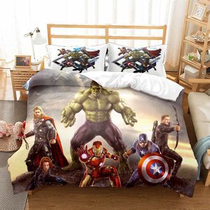 3tlg. Iron Man Hulk 3D Druck Bettbezug Kinder Bettwäsche Geschenk 135 x 200 cm + 2x Kissenbezug 80 x 80 cm #03