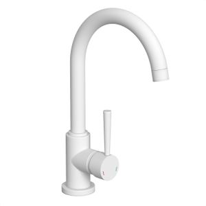 Küchenarmatur CORNWALL, Wasserhahn Küche mit Energiesparfunktion, Mischbatterie Küche, Spültischarmatur Weiß matt