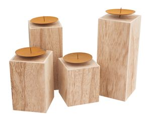 VBS Holz-Kerzenständer 4-er Set verschiedene Höhen
