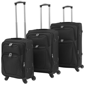 vidaXL 3dílná sada měkkých zavazadel na kolečkách černá