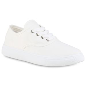 Giralin Damen Sneaker Low Schnürer Bequeme Stoff Schuhe 902246, Farbe: Weiß, Größe: 37