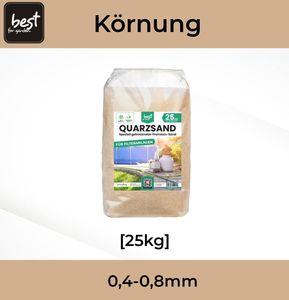 25 kg Quarzsand für Sandfilteranlage, feinkörniger Filtersand (0,4-0,8mm) – Ideal für Pool, Schwimmbad, Swimmingpool – Hochwertiger Sand für Filteranl