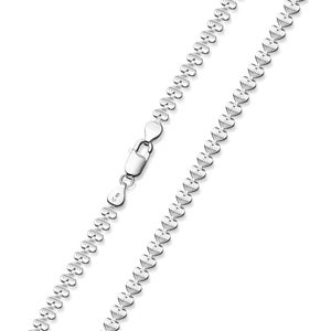 MATERIA Herzkette Silber 925 Collier Damen - Herz Kette 5mm breit 42-70cm mit Schmuck Geschenkbox K93, Länge Halskette:50 cm