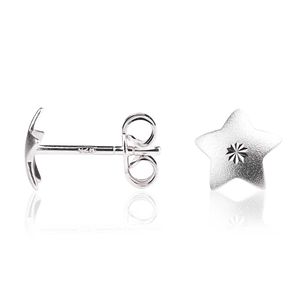 1 Paar Ohrstecker 925 Sterling Silber Stern mit kleiner geschliffener Blume Ohrringe Ohrhänger Ohrschmuck