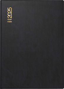 rido/idé 7018182905 Taschenkalender Modell Technik II (2025)| 1 Seite = 2 Tage| A6| 304 Seiten| Kunststoff-Einband| schwarz