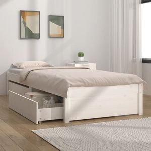 The Living Store Bett mit Schubladen Weiß 90x190 cm
