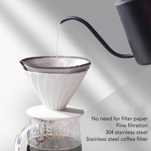 Kaffee Filter Wiederverwendbar aus 304 Edelstahl, Feinfilter Kegelform, Papierloses Filtersieb für V60 Chemex Hario, 3–4 Tassen,Handfilter Kaffee