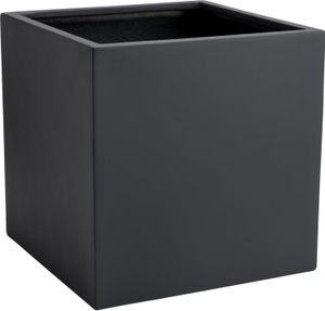 VIVANNO Pflanzkübel Blumenkübel Fiberglas "Block" Würfel, Anthrazit 50x50x50 cm