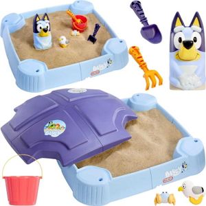 Little Tikes | Sandkasten Bluey - 86 x 86 cm - Blau und Lila - Mit Abdeckung und Spielzeug Zubehör