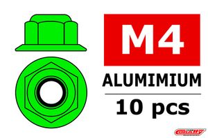 Team Corally Aluminium Sechskantmutter Selbstsichernd M4 mit Bund Grün 10 St / C-3107-40-1