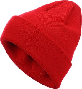 modAS Uni Strickmütze aus 100% Wolle (Wolle) – Wollmütze Fein gestrickte Mütze in doppellagiger Qualität One Size in Rot