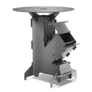 TolleTour Raketenofen Raketenofen mit Feuerstellen-Poker für Camping Dutch Oven Campingkocher Rocket Stove Grillen Hobo Holzofen Feuerplatte 50cm