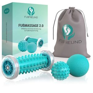 FUßFREUND© Premium Fußmassagegerät [3er Set] - Verbessertes Konzept 2021 - Fußmassage Roller - -