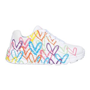 SKECHERS 314064L/WMN Uno Lite-Spread The Love Kinder Mädchen Damen Sneaker Turnschuhe weiß/bunt/neon, Größe:34, Farbe:Weiß