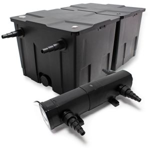 Wiltec Komplettset: CBF-350B Teichfilter bis 60000 L Teichfilteranlage als Durchlauffilter, CUV-224 Teichklärer UVC Klärer mit 24 Watt UV-C Leistung