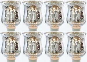 8x Teelichtaufsatz silber Glasaufsatz für Kerzenleuchter Kerzenständer Glas Adventskranz Teelichthalter Stabkerzenhalter Weihnachten Kerzenpick 6cm