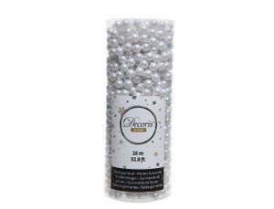 Perlenkette 8mm x 10m Kunststoff - Winterweiß