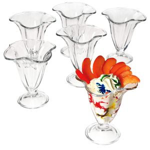 6x CANA Eisbecher mit Fuß 150ml Dessert-Schale Früchte-Glas Cocktail Blüten-Form