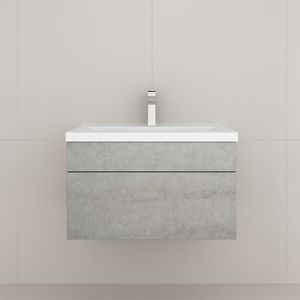 HOME DELUXE - Badmöbel WANGEROOGE S Grau (HB) Badezimmermöbel Waschbecken Unterschrank Spiegel