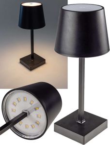 LED Tischleuchte 26cm, Schwarz 3xAAA Batterie, dimmbar, Licht Warmweiß