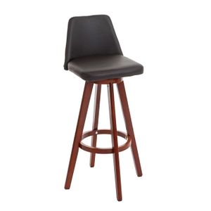 Barová stolička HWC-C43, barová stolička, dřevocertifikovaná Imitace kůže otočná  hnědá