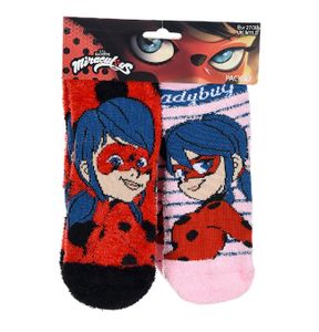 Miraculous Ladybug Kinder Antirutsch-Socken, 2er Pack, rot-pink, Größe:23-26