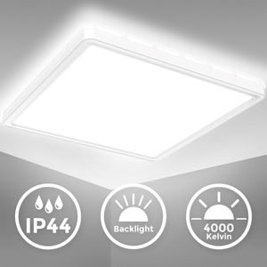 LED Bad-Lampe Decken-Leuchte Backlight-Panel IP44 29cm flach 18W weiß Küche Büro