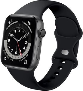 Strap-it Apple Watch 8 Armband Silikon (Schwarz) - Große: 45mm