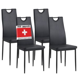 Albatros Stoličky do jedálne SALERNO sada 4, čierna - Elegantný taliansky dizajn, čalúnené stoličky s poťahom z umelej kože, moderné a štýlové pri jedálenskom stole - Kuchynská stolička, stolička do jedálne s vysokou nosnosťou