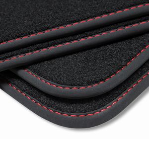 Premium Fußmatten für Seat Leon 3 5F 5-Türer ST Kombi FR Cupra Style 2012-2020, Naht:Rot