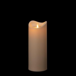In- & Outdoor LED Kerze mit flackernder Docht-Flamme, Ø 8,9 x 15,3 bis 30 cm, flammenlose Kerzen mit Timer und beweglicher Flamme, warm-weiß beleuchtet, bis zu 800 Std., creme (ca. Ø 8,9 cm x 22,8 cm)