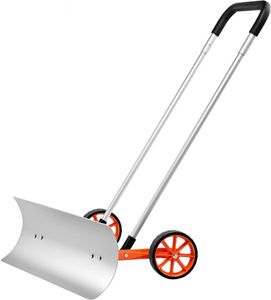 Schneeschieber mit Rädern 74,5cm U-förmiger Griff 15° Seitenwinkel - Ideal für Schulen Parks Krankenhäuser - Breite Klinge - Schneeräumgerät.