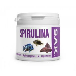 S.A.K. Spirulina - kompletní extrudované krmivo s vyšším podílem řas, především Spiruliny. Krmivo je určené pro řasožravé cichlidy a sumce. Tablety 100 g (150 ml)