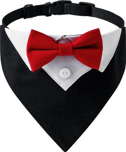 Hundehalstuch, Halstuch Hund, Hund Hochzeit Party Hundehalstuch, Hunde-Smoking-Bandana für Hochzeit Geburtstag Kostüme,(rot-L)