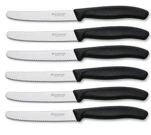 VICTORINOX Sada nožov na paradajky a stolové nože Swiss Classic 6 kusov čierna