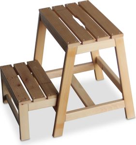 Zweistufiger Tritthocker Buchenholz klappbar – Sitz, Tritt & Fußhocker in einem Zweistufiger Tritthocker Buchenholz klappbar – Sitz, Tritt & Fußhocker in einem