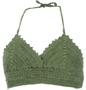 Häkeltop, Bikinitop, Strandtop, Hippie Bra - Grün, Damen, Baumwolle, Tops & T-Shirts