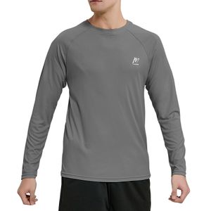 Herren UPF 50+ Sonnenschutz Langarm Shirt Surf Rash Guard UV Shirts schnelltrocknend Workout Laufen Outdoor DARKGRAY L