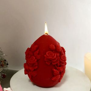 3D DIY Osterei Silikonform Kerzenform Kerzengießen Schnitzende Rose-Blumen-Silikonform Seifen Form Kerzen Gießform