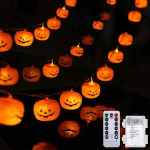Halloween Dekoration Kürbis Lichterketten, 2.5M LED Hängende Kürbis Deko 8 Lichtmodi Batteriebetrieben Fernbedienung Hängelampe für Party Bar Outdoor Garten