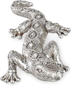 Dekofigur Echse antik silber Design Lurch 29x14 cm Figur Tierfigur Zierfigur